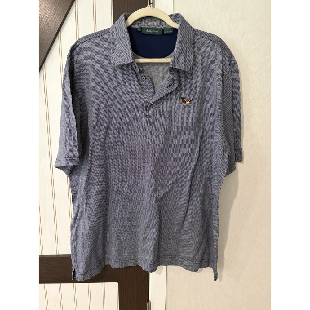 Bobby Jones Gray Eagle Logo Cotton Knit Polo Golf Shirt - XL